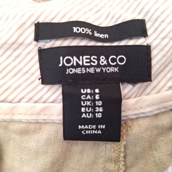 100% Linen Shorts Modest Drawstring Pockets Flax sz 8 JONES & CO. JONES NEW YORK - Picture 4 of 16